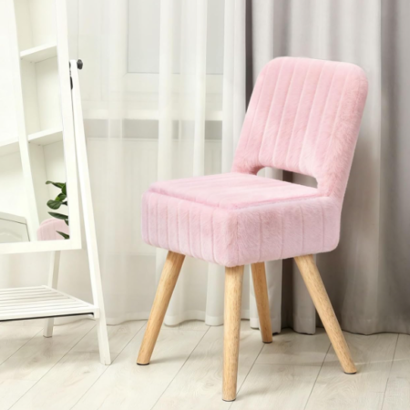 Foldable Vanity Stool With Backrest, Storage, And Plush Cushioning